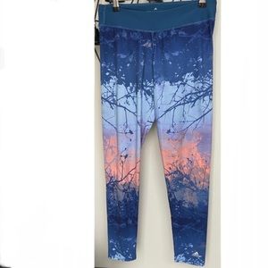 Blue & Pink Adidas Climalite Capri Leggings, M